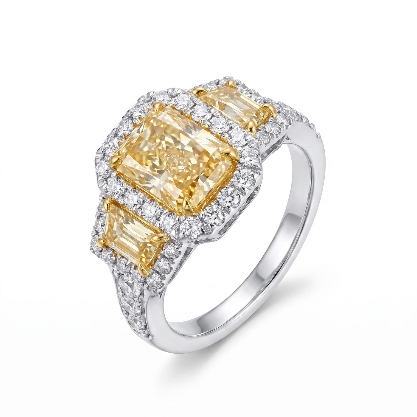 Radiant Cut Fancy Yellow Diamond Engagement Ring 64566