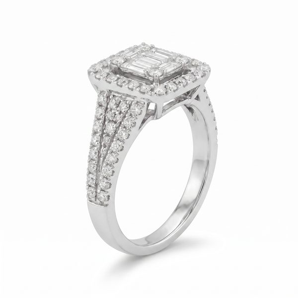 18K Gold Baguette Diamond Engagement Ring 67635