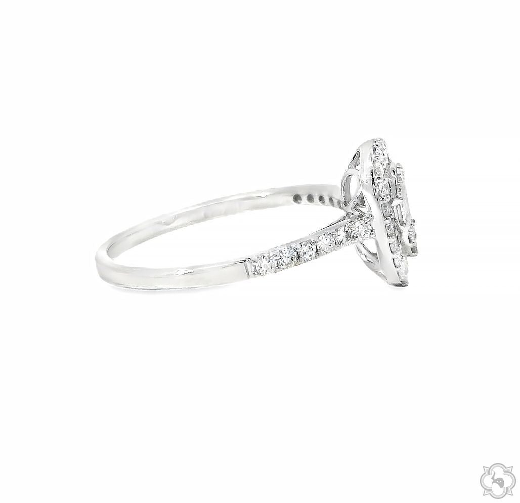 18K Gold Pear Shape Baguette Diamond Engagement Ring 67297