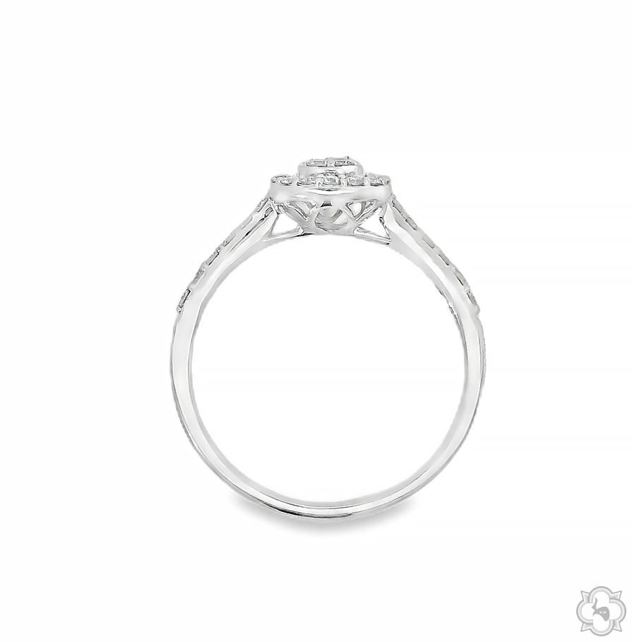 18K Gold Pear Shape Baguette Diamond Engagement Ring 67297
