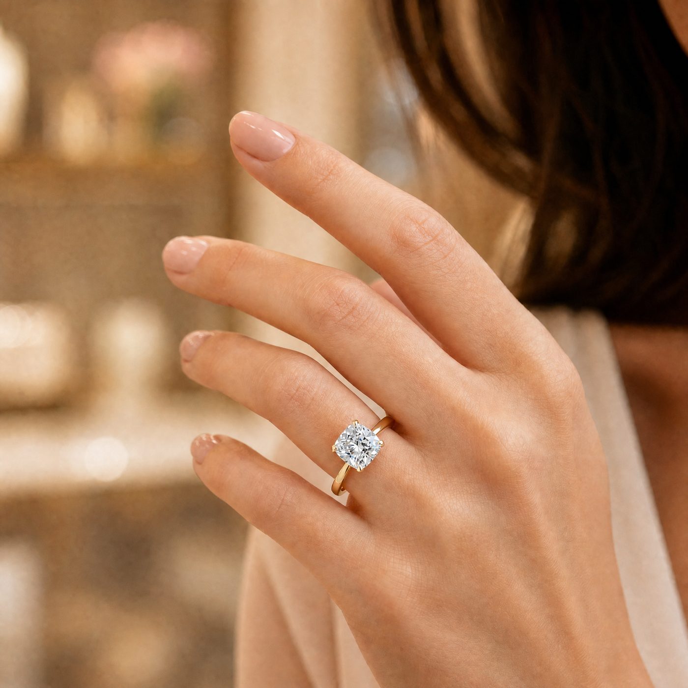 Tulip Cushion Solitaire Engagement Ring 68364
