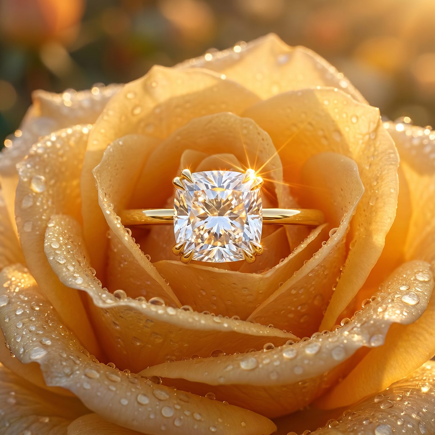 Tulip Cushion Solitaire Engagement Ring 68364