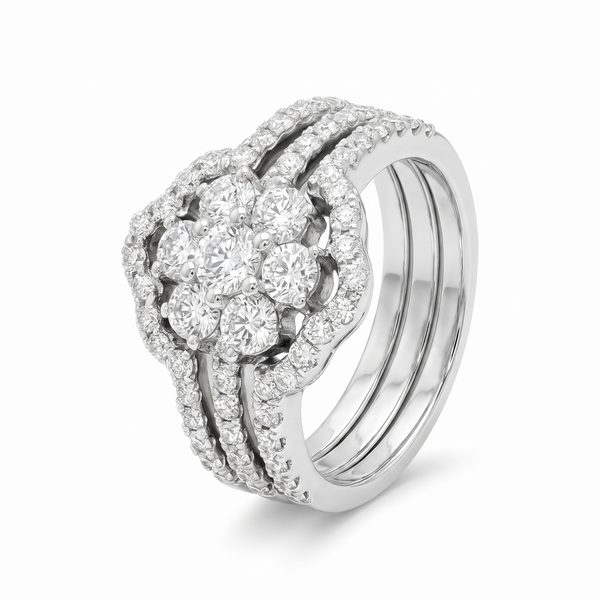 Flower Diamond Ring Set 17033