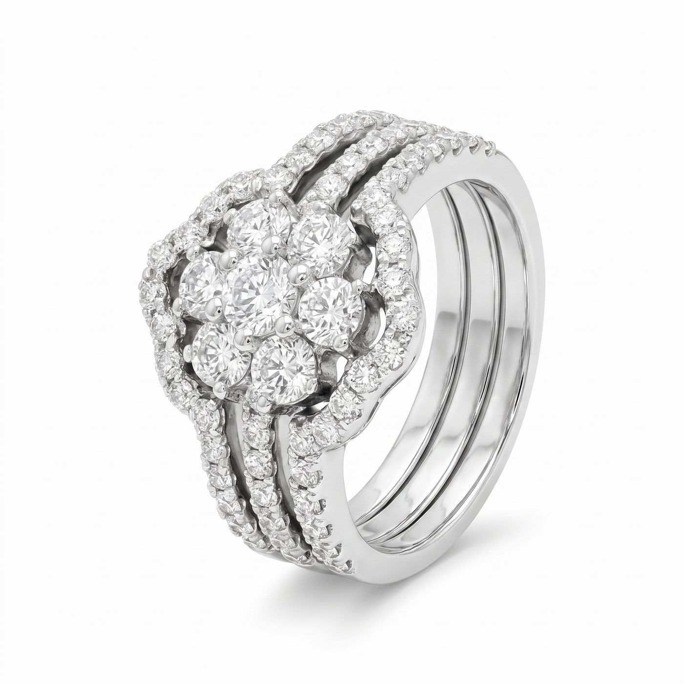 Flower Diamond Ring Set 17033