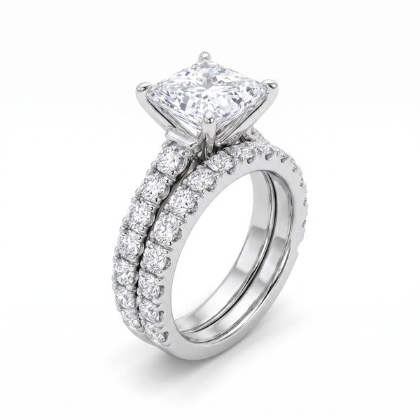 Princess Cut Diamond Wedding Ring Set 24887