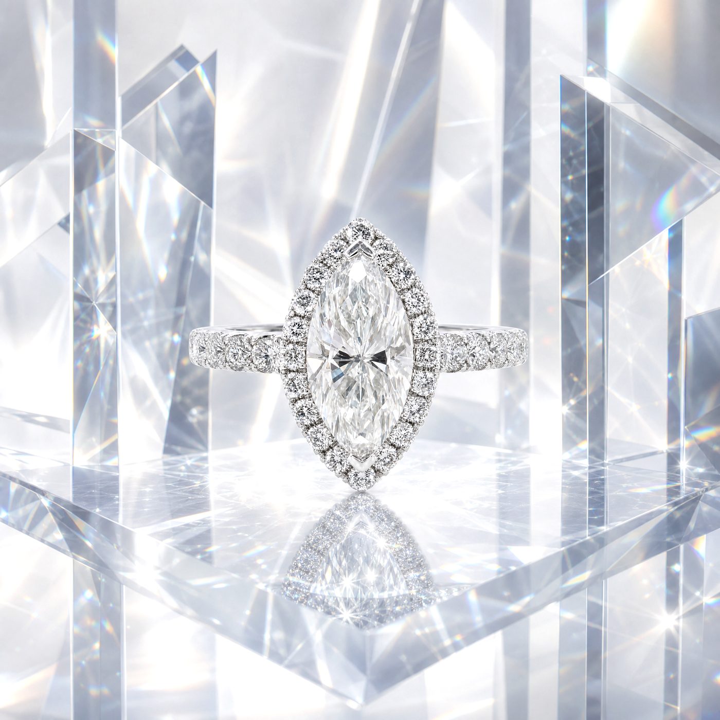 Marquise Halo Diamond Engagement Ring 43566