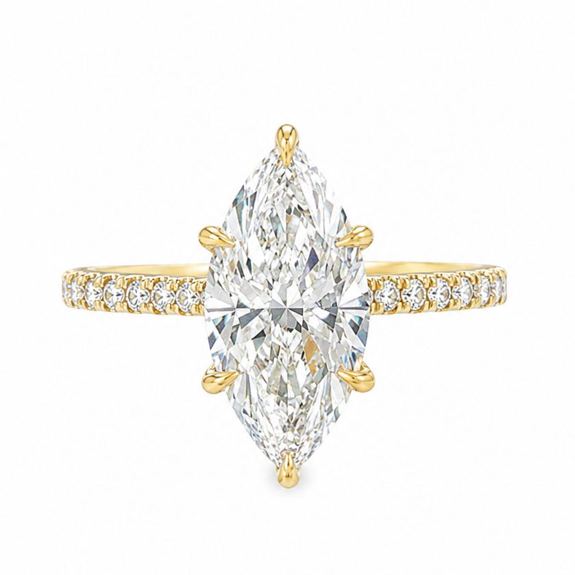 Marquise Cathedral Pavé Engagement Ring 69649