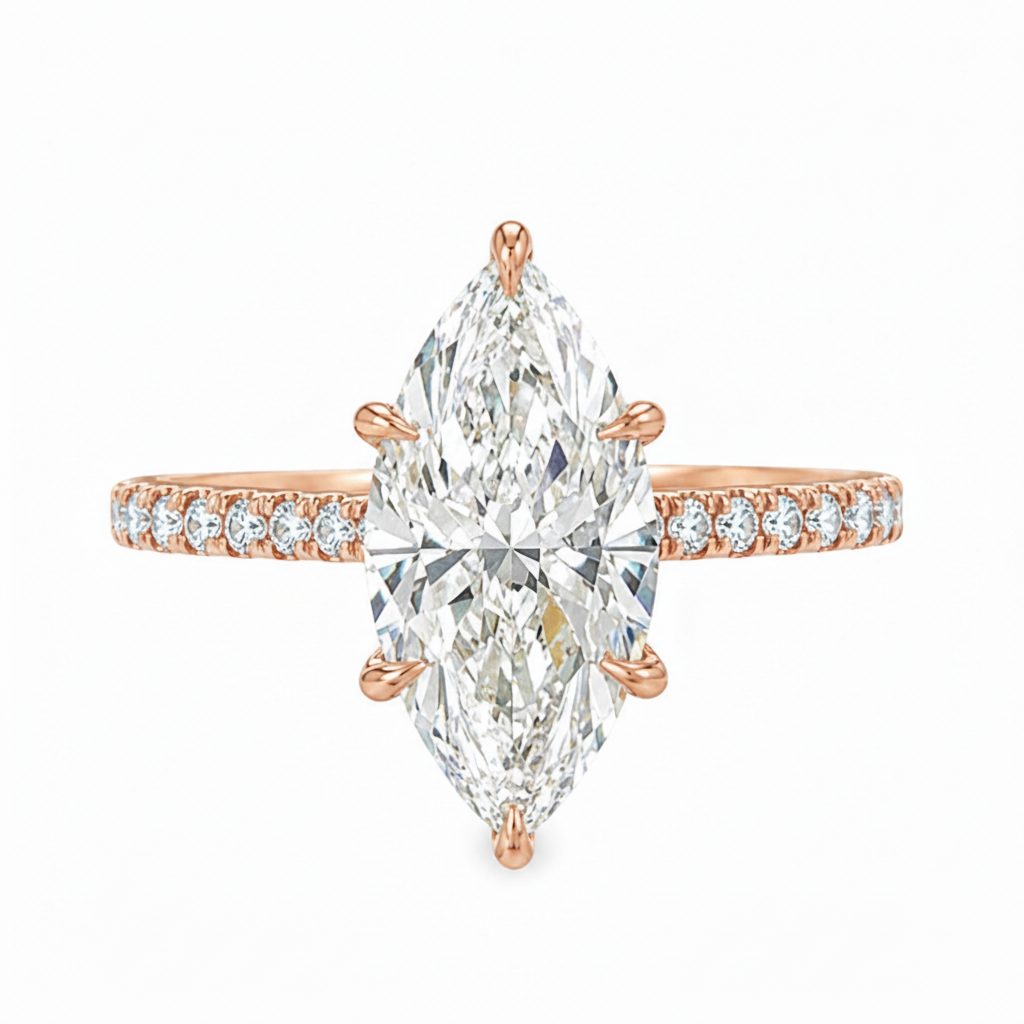 Marquise Cathedral Pavé Engagement Ring 69649