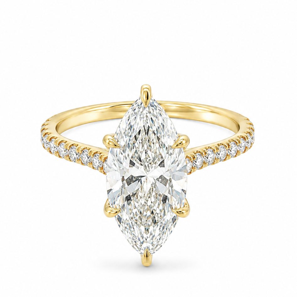 Marquise Cathedral Pavé Engagement Ring 69649