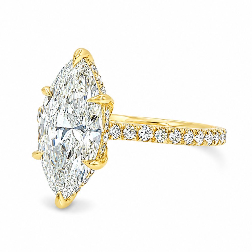 Marquise Cathedral Pavé Engagement Ring 69649