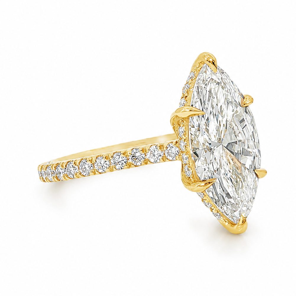 Marquise Cathedral Pavé Engagement Ring 69649
