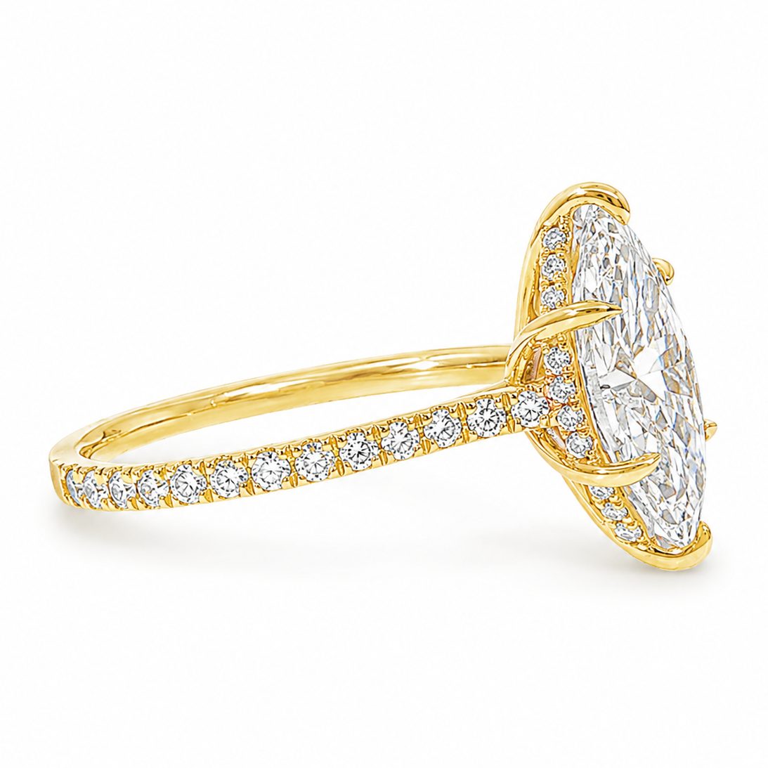 Marquise Cathedral Pavé Engagement Ring 69649