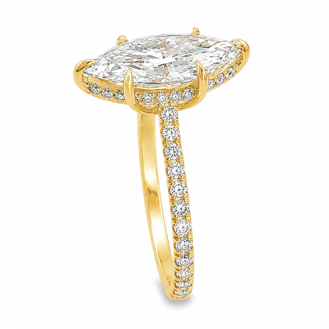 Marquise Cathedral Pavé Engagement Ring 69649