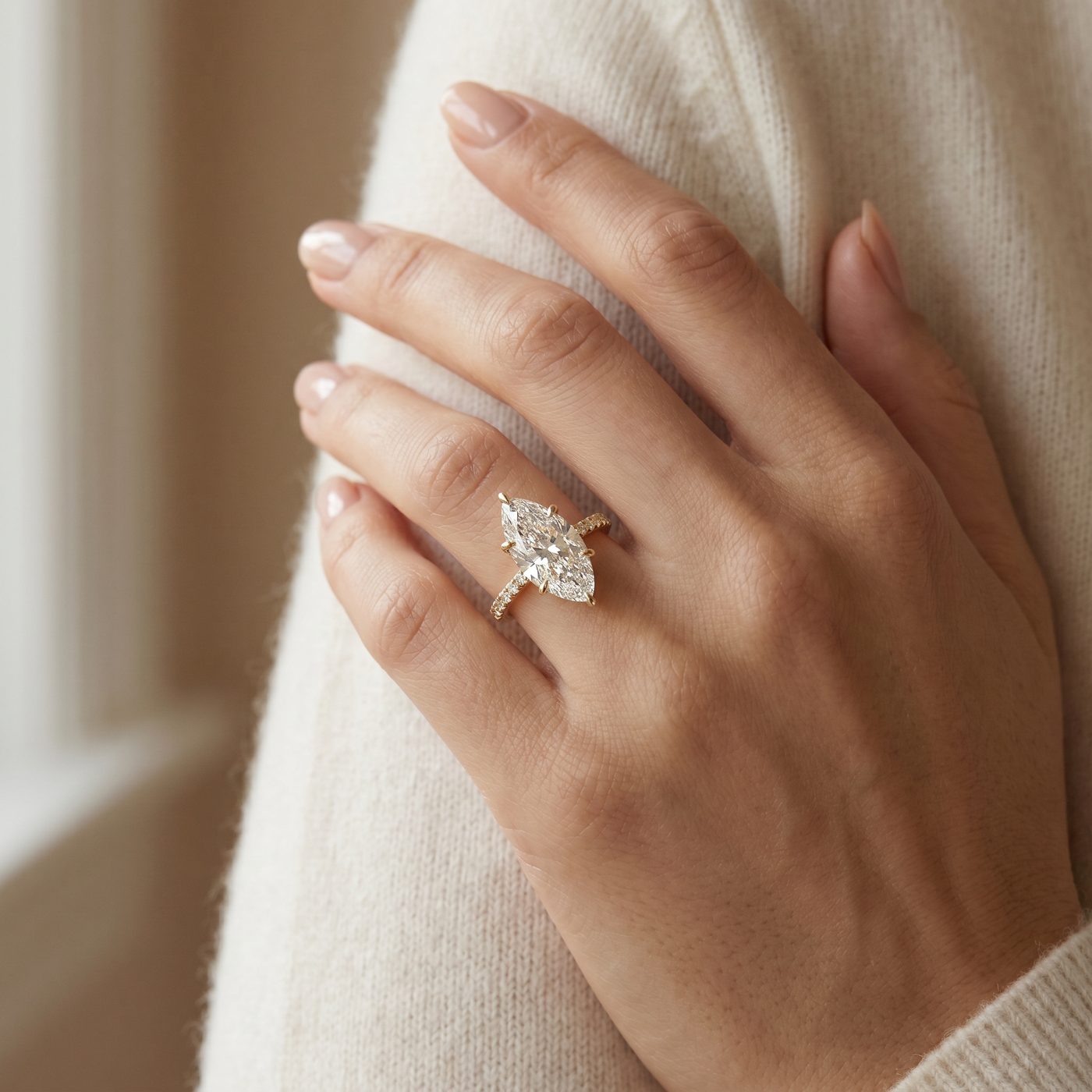 Marquise Cathedral Pavé Engagement Ring 69649