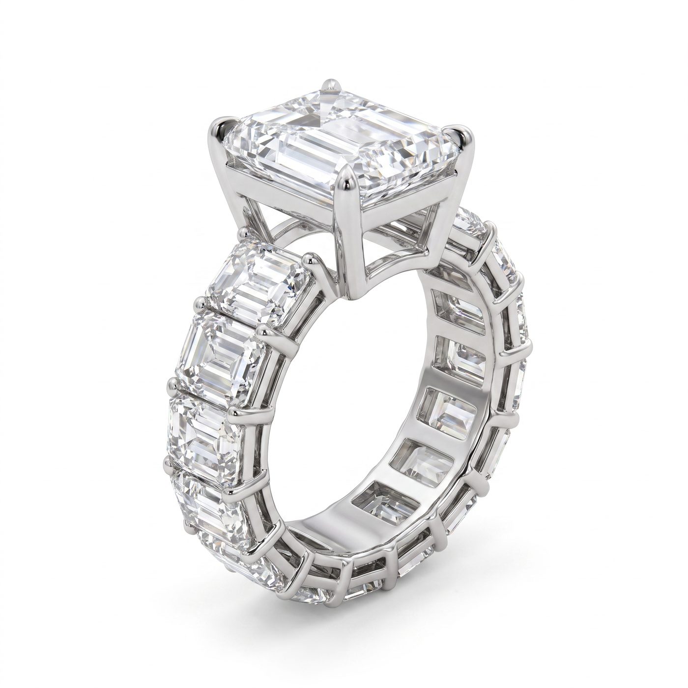 Emerald Cut Eternity Diamond Engagement Ring Lab 69140