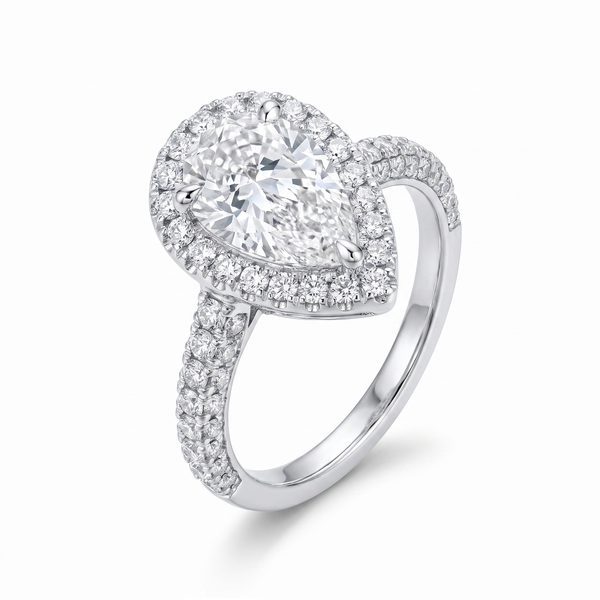 Pear Shape Halo Diamond Engagement Ring 68835