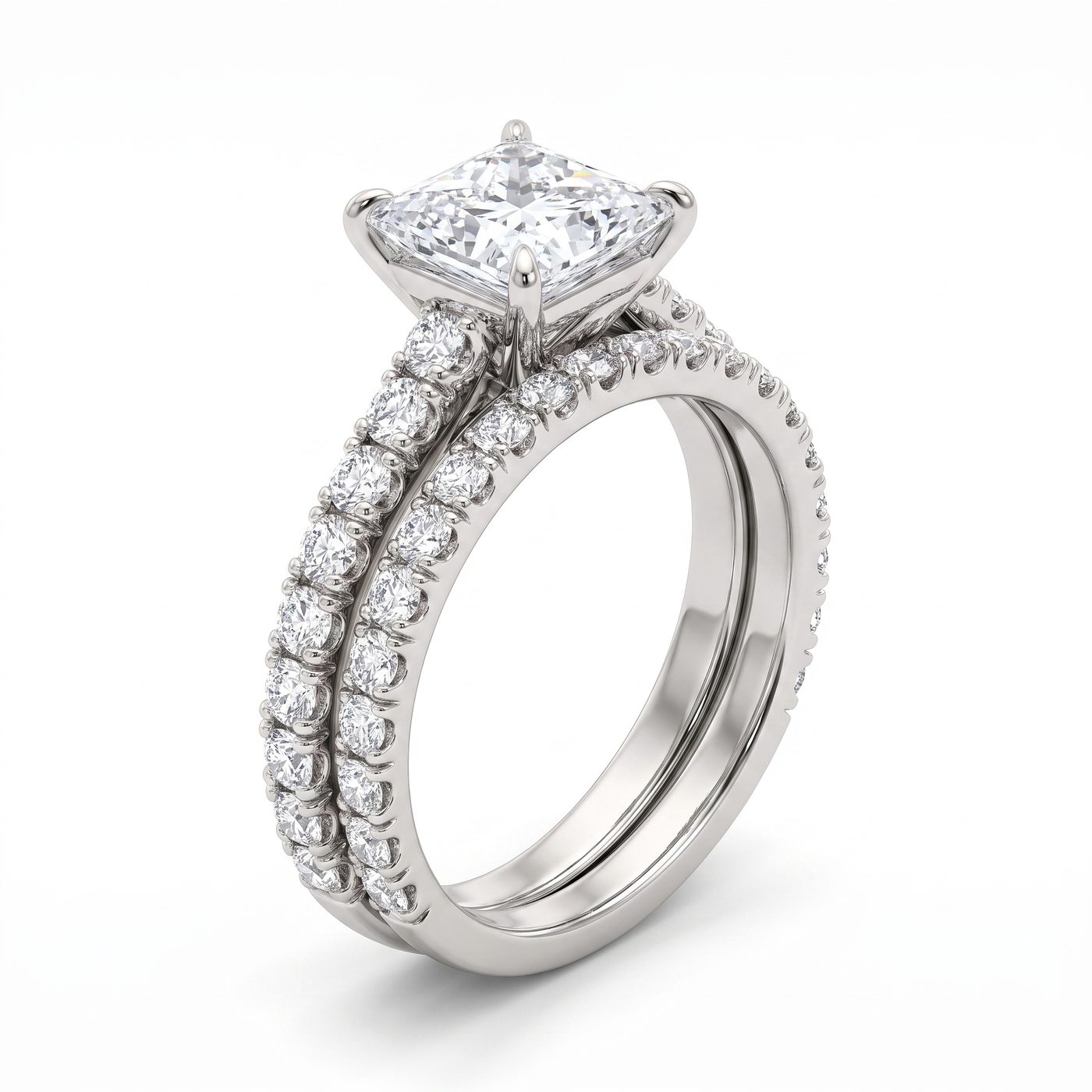 Princess Cut Diamond Engagement Ring Set 68836