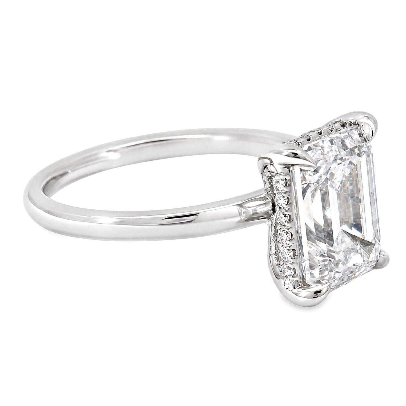 Solitaire Emerald Diamond Engagement Ring 70115