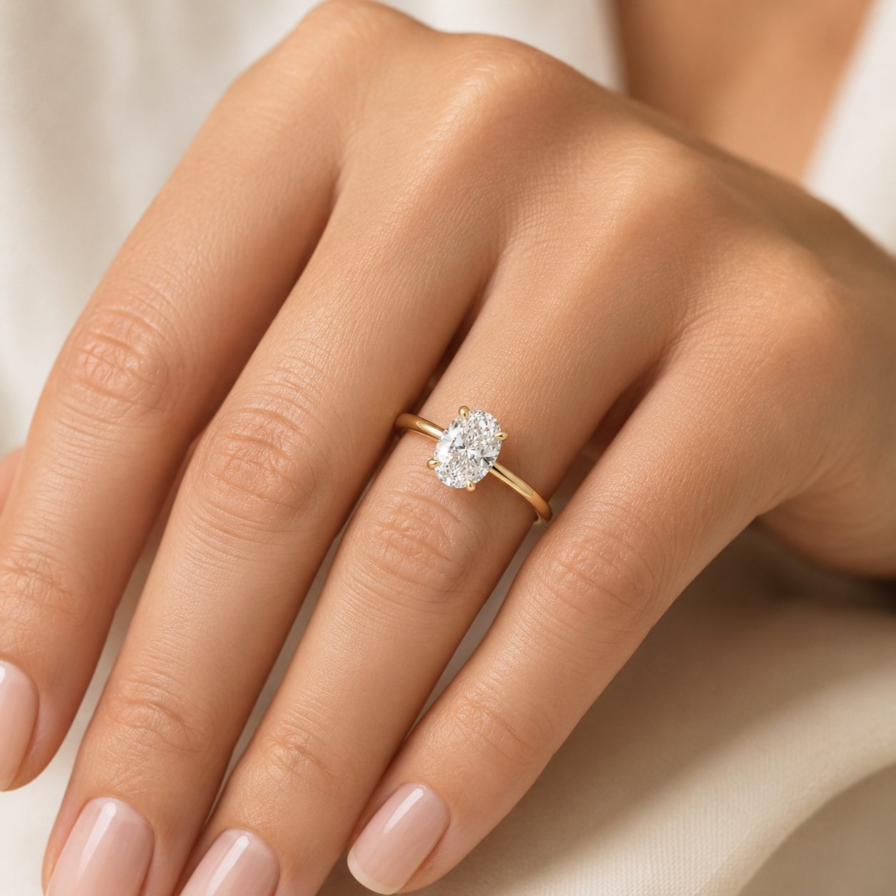 1.50 Ct Oval Engagement Ring with Hidden Halo 70111
