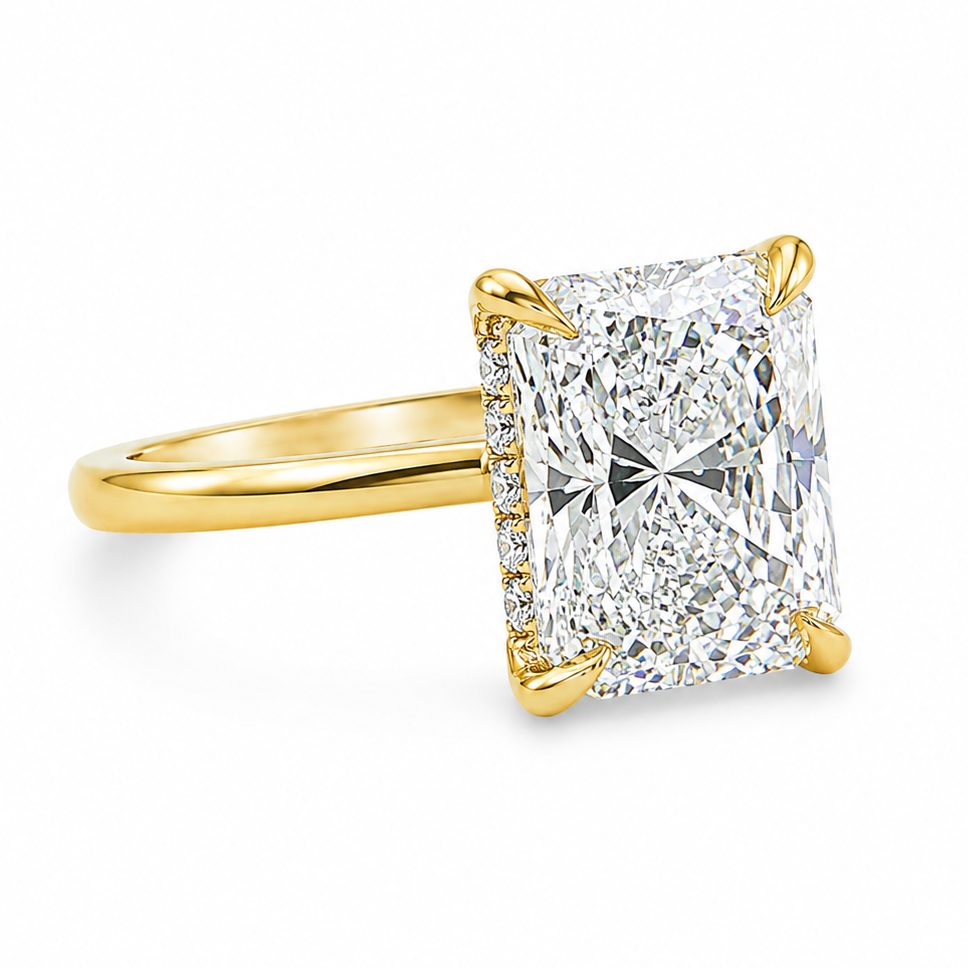 Radiant Cut Engagement Ring with Hidden Halo 70117