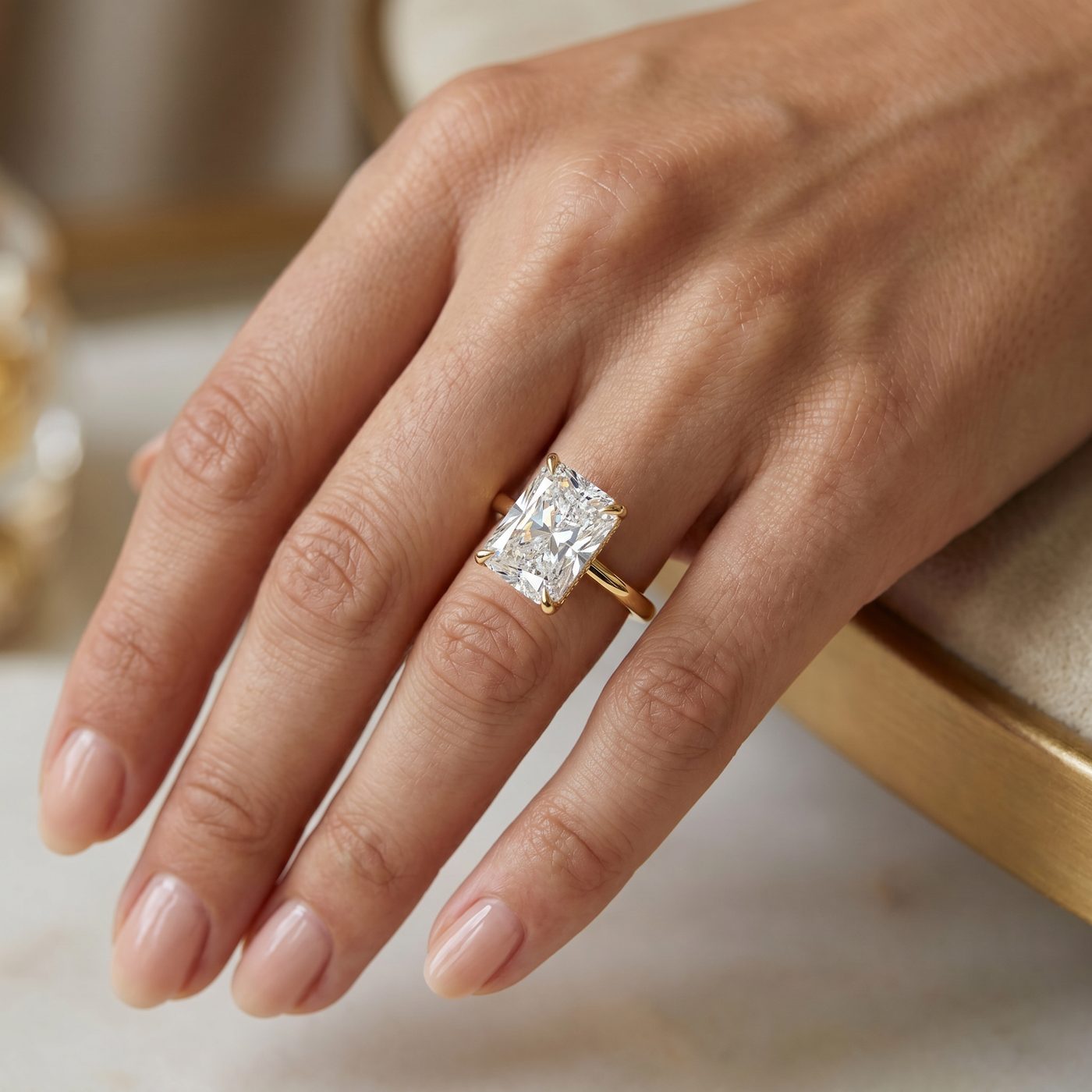 Radiant Cut Engagement Ring with Hidden Halo 70117