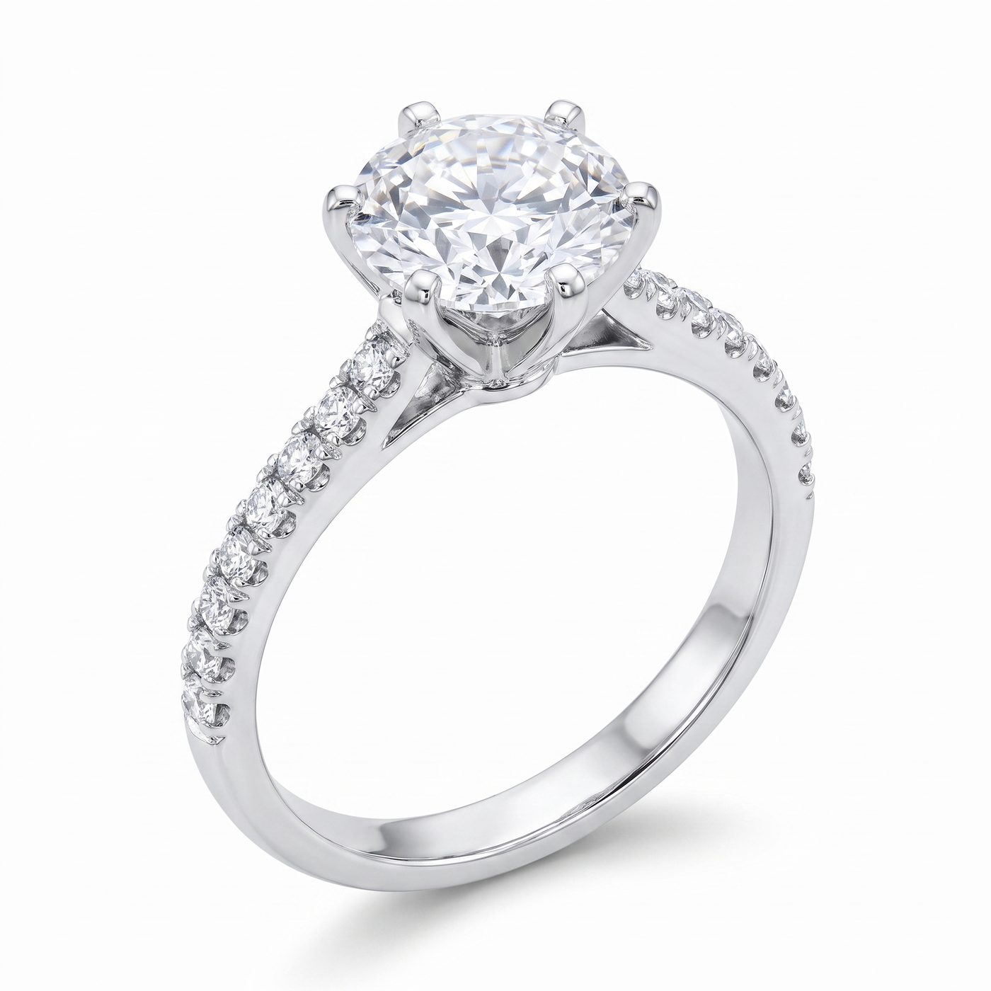 Pave Diamond Engagement Solitaire Ring 44597