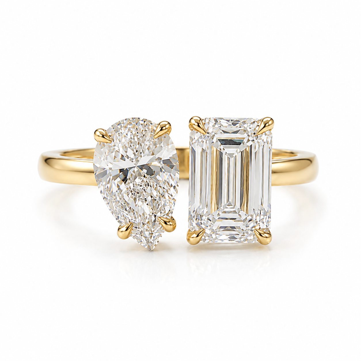 Emerald & Pear Toi et Moi Diamond Ring 71546