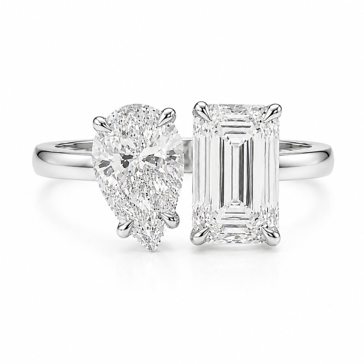 Emerald & Pear Toi et Moi Diamond Ring 71546