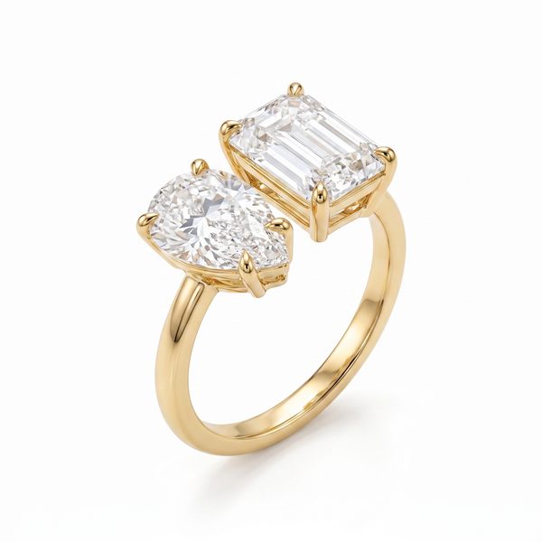 Emerald & Pear Toi et Moi Diamond Ring 71546