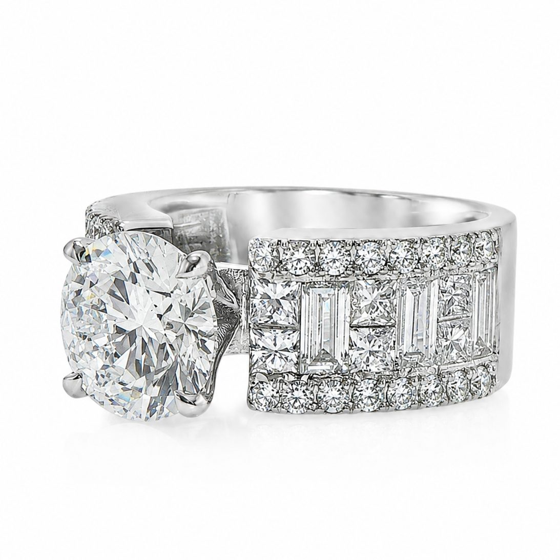 Princess & Baguette Engagement Ring 71503