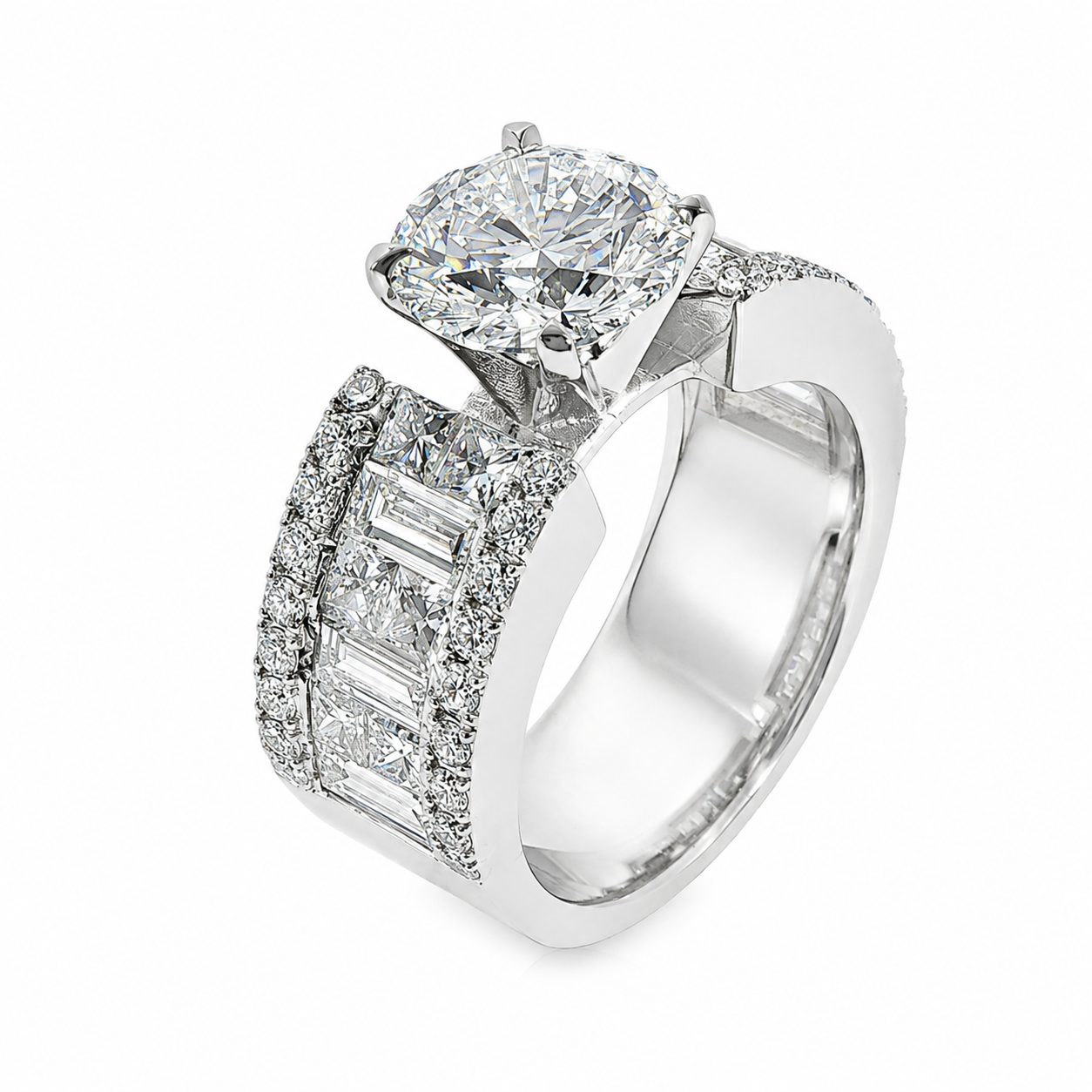 Princess & Baguette Engagement Ring 71503