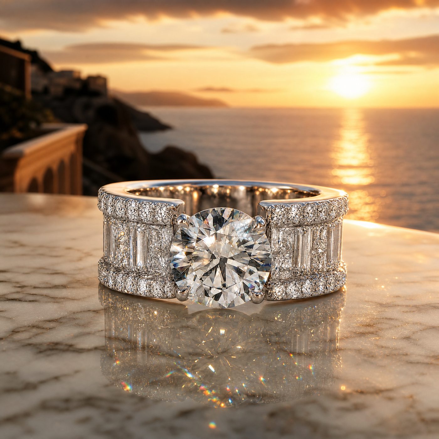 Princess & Baguette Engagement Ring 71503